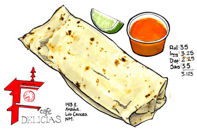 Carne Asada Burrito, Café Delicias, Las Cruces, NM