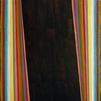 Serape IV 15.5in x 15.5in, acrylic, graphite, wax on reclaimed wooden panel, 2015